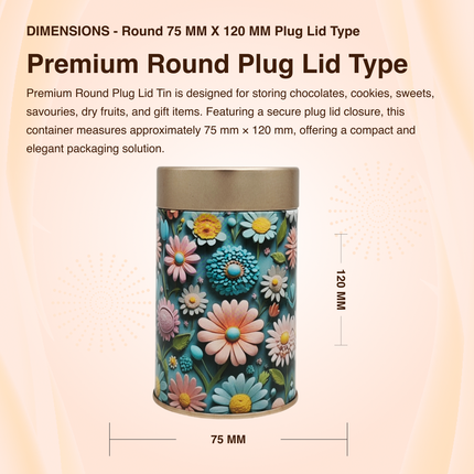 PASTEL DAISY FLORAL ROUND TIN CONTAINER – 75mm x 120mm