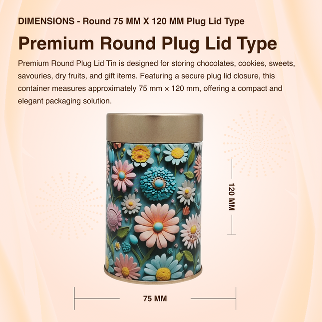 PASTEL DAISY FLORAL ROUND TIN CONTAINER – 75mm x 120mm