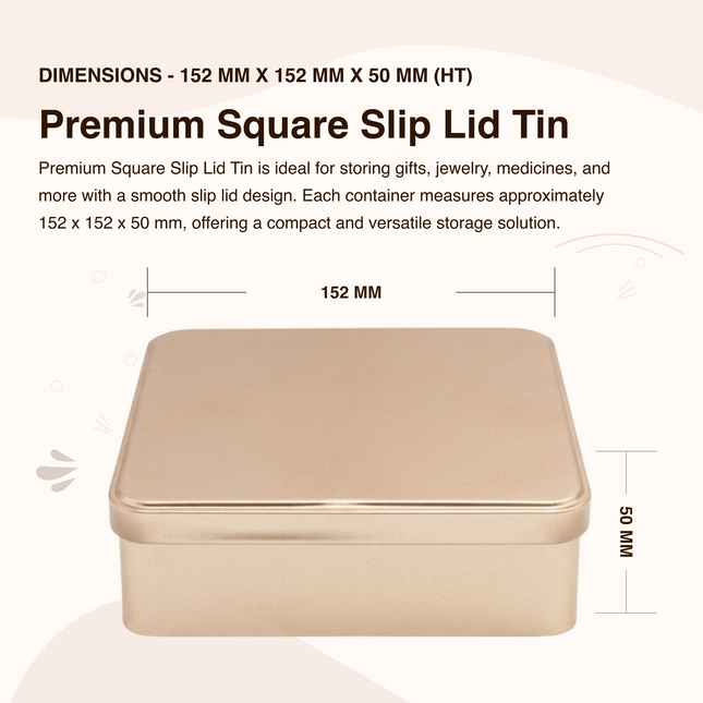 SQUARE 152 MM X 152 MM X 50 MM (HT) - SLIP LID