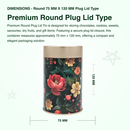 VINTAGE FLORAL ROUND TIN CONTAINER – 75mm x 120mm