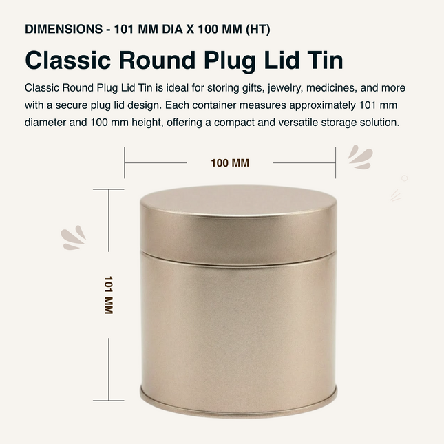 ROUND 101 MM DIA X 100 MM (HT) - PLUG LID