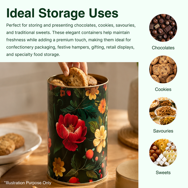 VINTAGE FLORAL ROUND TIN CONTAINER – 75mm x 120mm