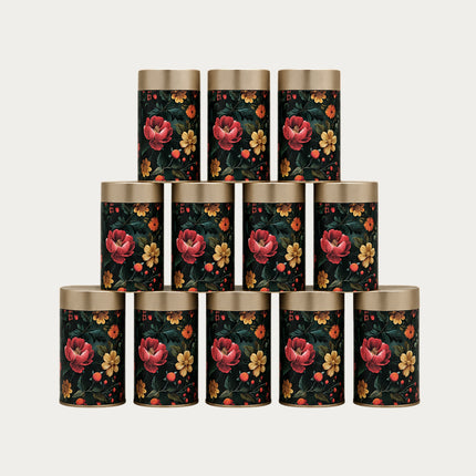VINTAGE FLORAL ROUND TIN CONTAINER – 75mm x 120mm