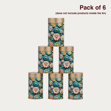 Pastel Daisy Floral Round Tin Container – 75mm x 120mm