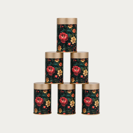 VINTAGE FLORAL ROUND TIN CONTAINER – 75mm x 120mm