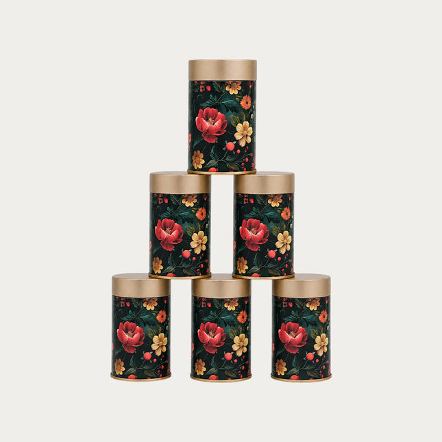VINTAGE FLORAL ROUND TIN CONTAINER – 75mm x 120mm