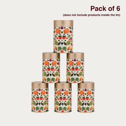 Fruit Print Round Tin Container – 75mm x 120mm